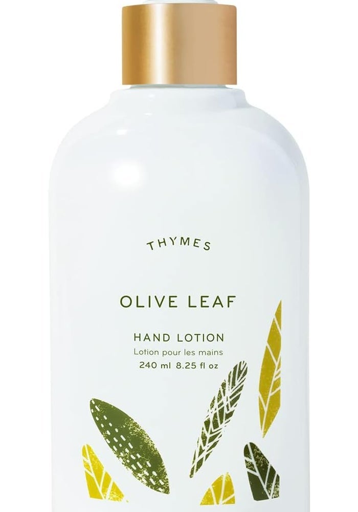Thymes Olive Leaf Hand Lotion with Pump - Moisturizing Shea Butter, Vitamin E, and Olive Oil - 240ml - Image 1