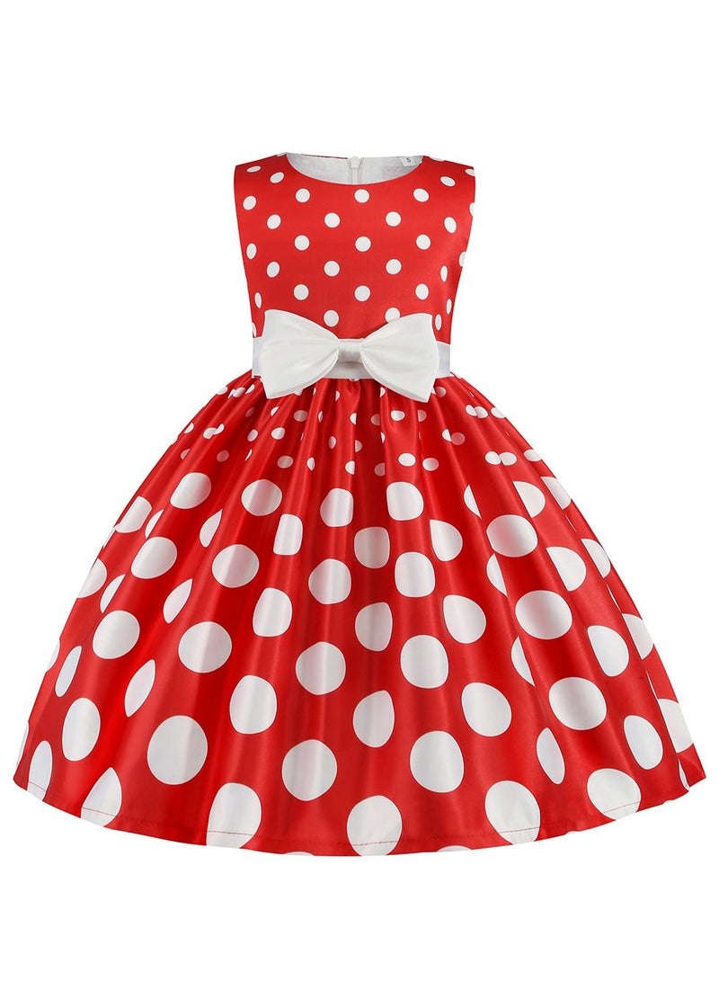 Loquat Girls Fashion Cute Princess Dress Red - Image 1