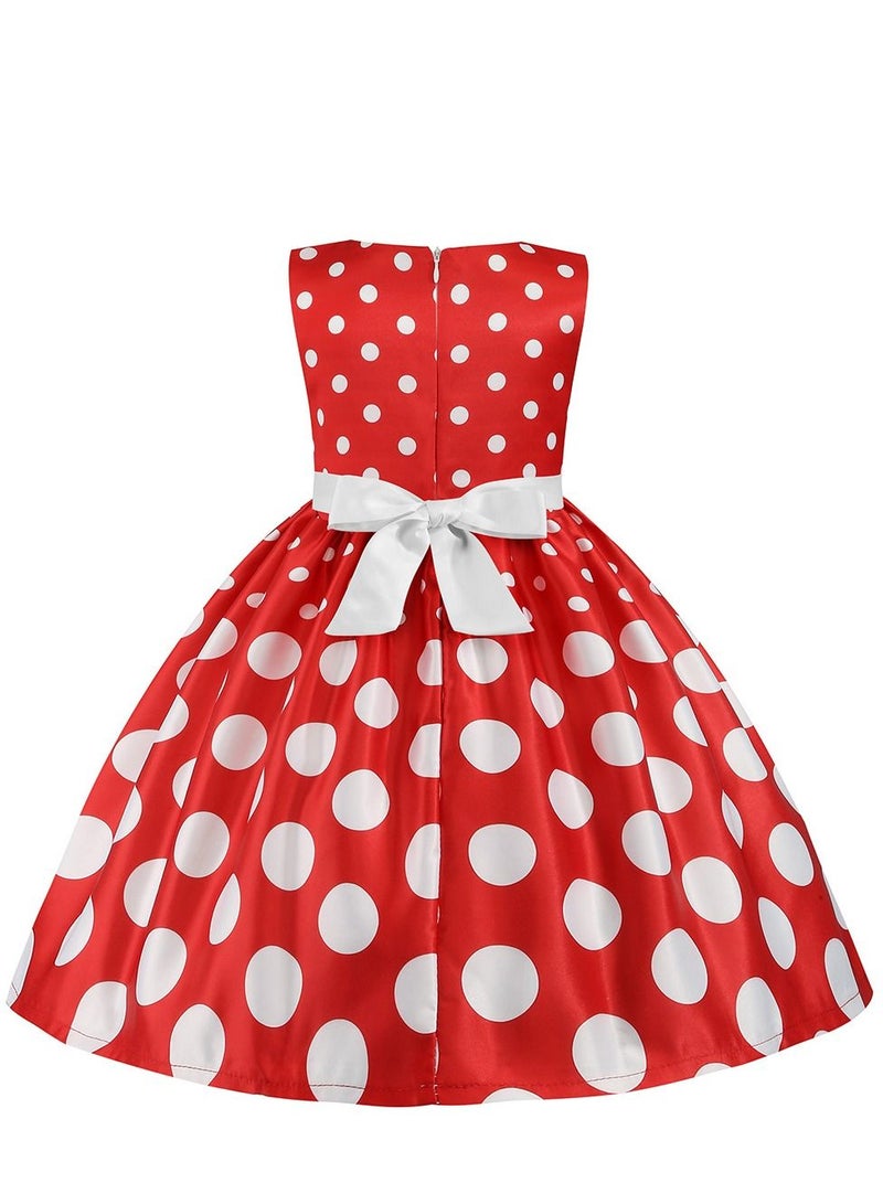 Loquat Girls Fashion Cute Princess Dress Red - Image 2
