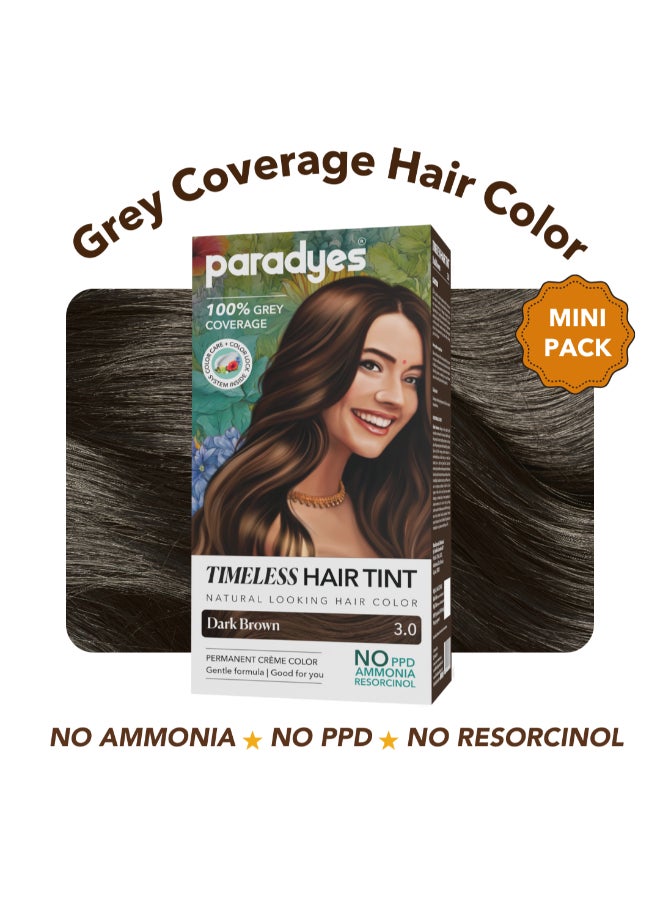 Paradyes Mini Dark Brown Timeless Hair Tint, Permanent Crème Hair Color for Hair & Beard, Complete Grey Coverage, Formula Free from PPD, Ammonia, & Resorcinol, 3.0 Dark Brown, 60 GRAM - Image 2
