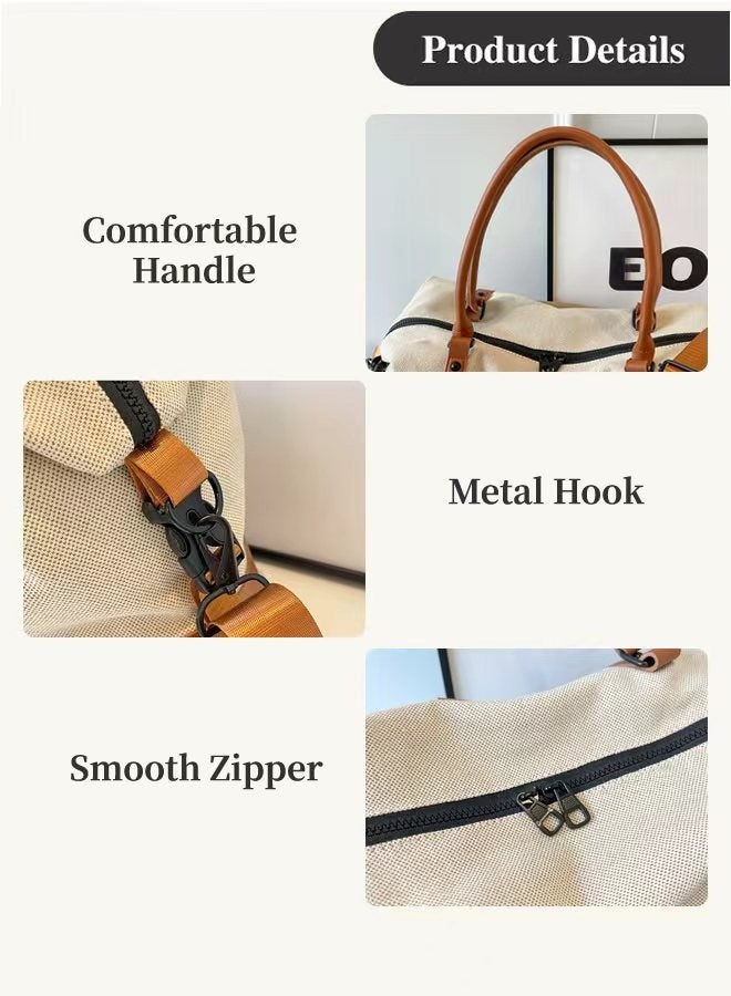 SHABILI Men's/Women's Travel Duffle Bag Overnight Bag Tourist Bag Airport Bag, Gents Ladies' Canvas Fabric Large‑Capacity Multi‑Pocket Shoulder Duffel with smooth zipper and metal hooks for daily casual travel - Image 3