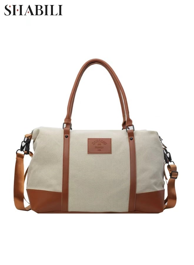 SHABILI Men's/Women's Travel Duffle Bag Overnight Bag Tourist Bag Airport Bag, Gents Ladies' Canvas Fabric Large‑Capacity Multi‑Pocket Shoulder Duffel with smooth zipper and metal hooks for daily casual travel - Image 1