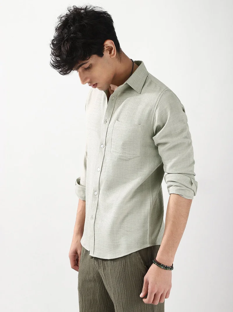 Urbano Fashion  Urbano Fashion Men's Beige Linen Blend Full Sleeve Relaxed Fit Casual Solid Shirt for Men | Best Price UAE