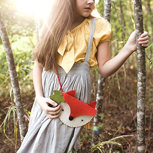 Petit Collage DIY Woodland Fox Felt Bag, Crossbody Bag for Kids with Matching Acorn Zipper Purse for Kids – DIY Crafts Sewing Kit– Makes a Great Gift Idea for Ages 6+ - Image 4