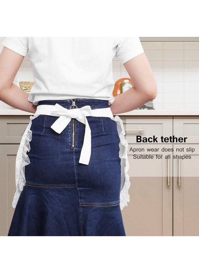 Bestonzon White Aprons For Women Waist Aprons With Pockets Half Apron Server Apron Maid Waitress Servant Apron For Kitchen Cooking Restaurant Coffee Shop  - Image 4