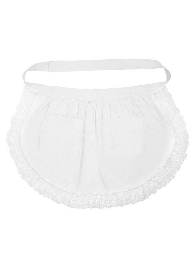 Bestonzon White Aprons For Women Waist Aprons With Pockets Half Apron Server Apron Maid Waitress Servant Apron For Kitchen Cooking Restaurant Coffee Shop  - Image 2