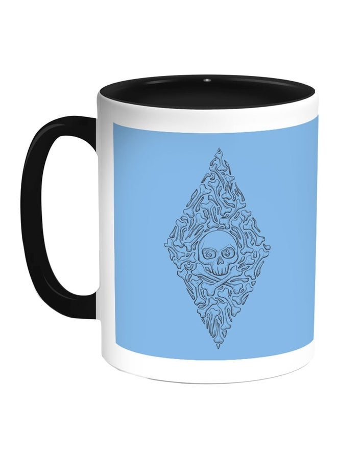 RYN Bones And Skull Printed Coffee Mug Blue/White/Black 11ounce