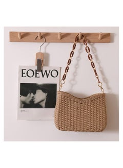 Summer Straw Crossbody Bag for Women, Bohemian Style Chic Handmade Woven Bag, Beach Straw ShoulderBag Handbags with Chain & Guitar Strap - pzsku/Z82509F6048E40344E1C4Z/45/_/1689152617/d4cdcb66-20a2-4487-a2e8-51e364defbc2