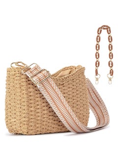 Summer Straw Crossbody Bag for Women, Bohemian Style Chic Handmade Woven Bag, Beach Straw ShoulderBag Handbags with Chain & Guitar Strap - pzsku/Z82509F6048E40344E1C4Z/45/_/1689152617/f54e6c1d-dd71-4fe3-b1cc-e5d11715d95c