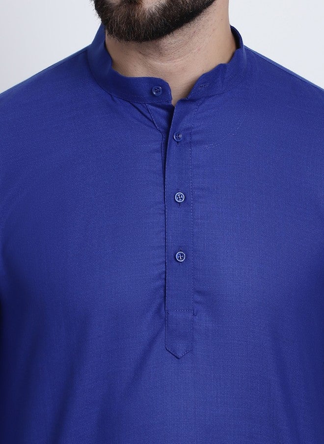 Sojanya قميص كورتا مستقيم أزرق للرجال - Image 4