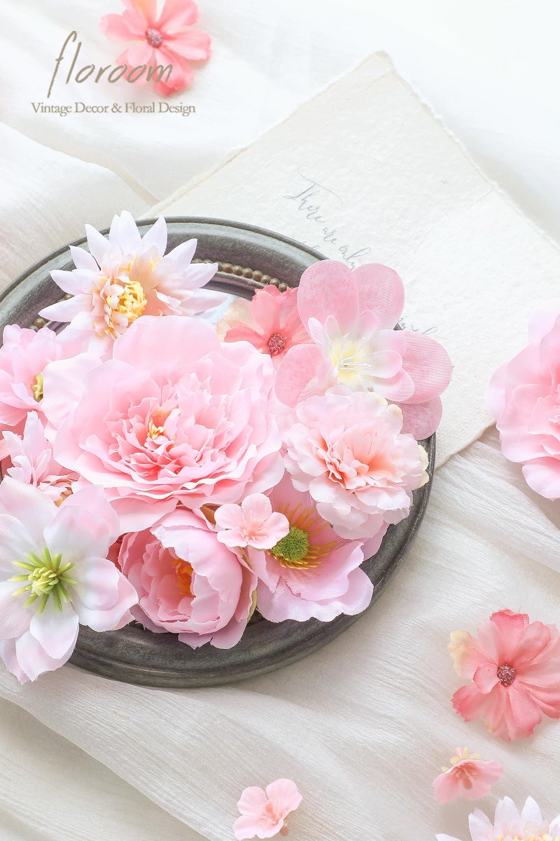 Floroom Mini Artificial Flower Heads Pink & Blush Fake Peony Daisy Rose Multicolor Small Faux Silk Flower Heads for Cake Craft Garland Wedding Party Graduation Cap DIY Home Decoration, 0.8"-3.6" - Image 3