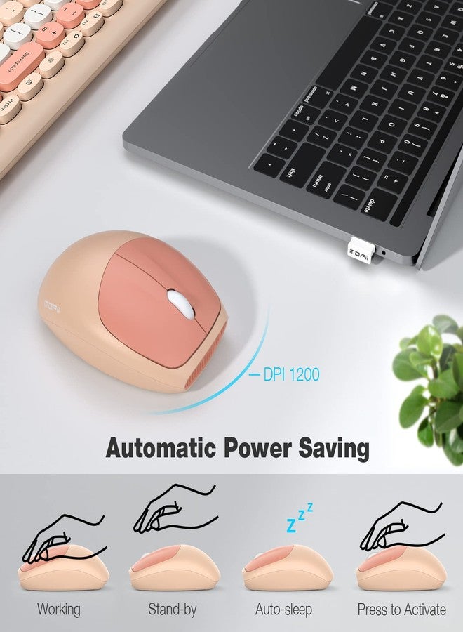 MOFII Wireless Keyboard Mouse Combo, Colorful Compact Full Size Wireless Keyboard and Mouse Set 2.4G Ultra-Thin Sleek Design for Windows, Computer, Desktop, PC, Notebook- Milk Tea Colorful - Image 3