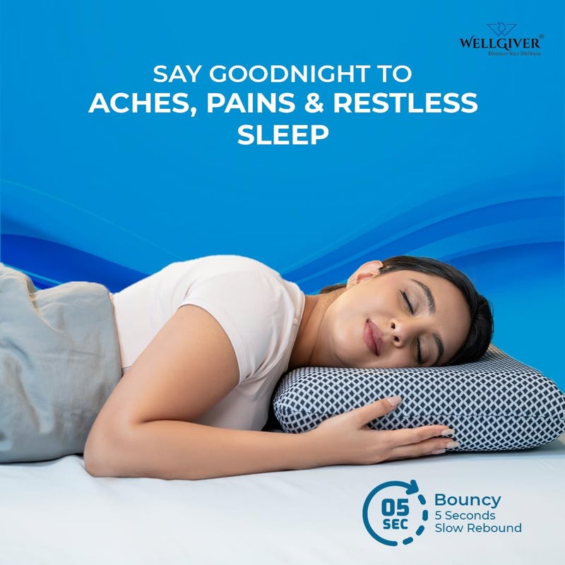 WELLGIVER WELLGIVER Orthopedic Memory Foam Deep Sleep Pillow | 2 Years Warranty | Design for Neck & Shoulder Pain Relief | 20 x 13 x 4 Inch | Standard | Removable Zipper Cover | Pack 1 - Image 3