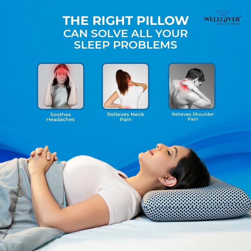 WELLGIVER WELLGIVER Orthopedic Memory Foam Deep Sleep Pillow | 2 Years Warranty | Design for Neck & Shoulder Pain Relief | 20 x 13 x 4 Inch | Standard | Removable Zipper Cover | Pack 1 - Image 4