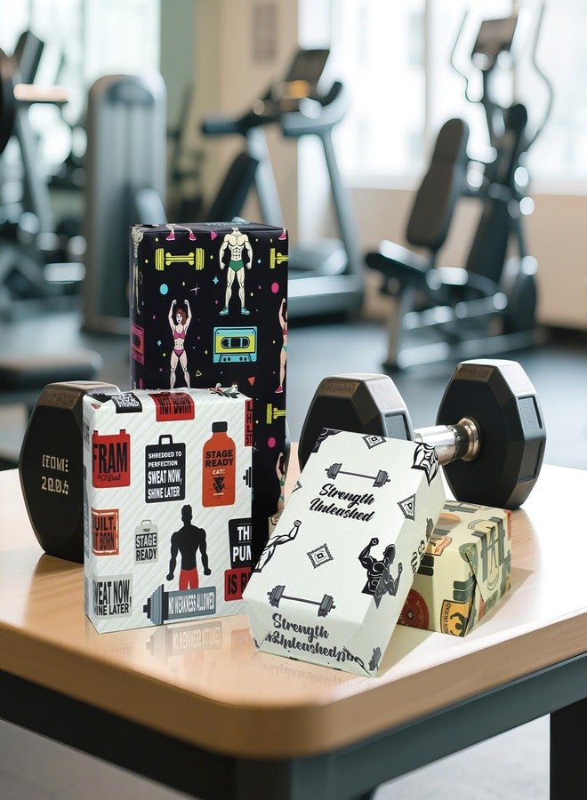 Pineraap Weight Lifting Wrapping Paper, Fitness Wrapping Paper 12 Sheets Workout Gym Themed Designs Gift Wrap for Bodybuilders, Fitness Lovers, Gyms, 20"×28" - Image 5