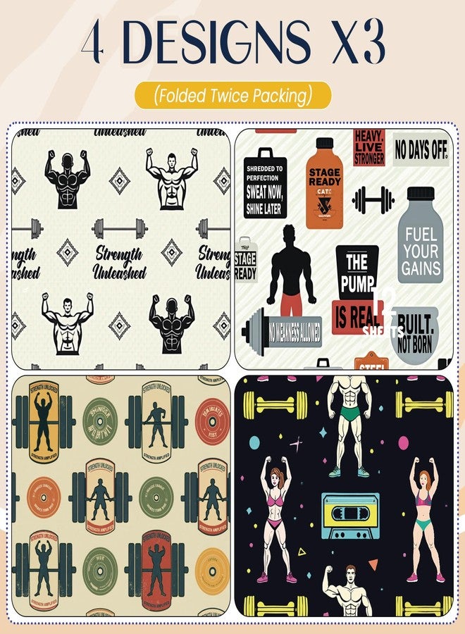 Pineraap Weight Lifting Wrapping Paper, Fitness Wrapping Paper 12 Sheets Workout Gym Themed Designs Gift Wrap for Bodybuilders, Fitness Lovers, Gyms, 20"×28" - Image 4