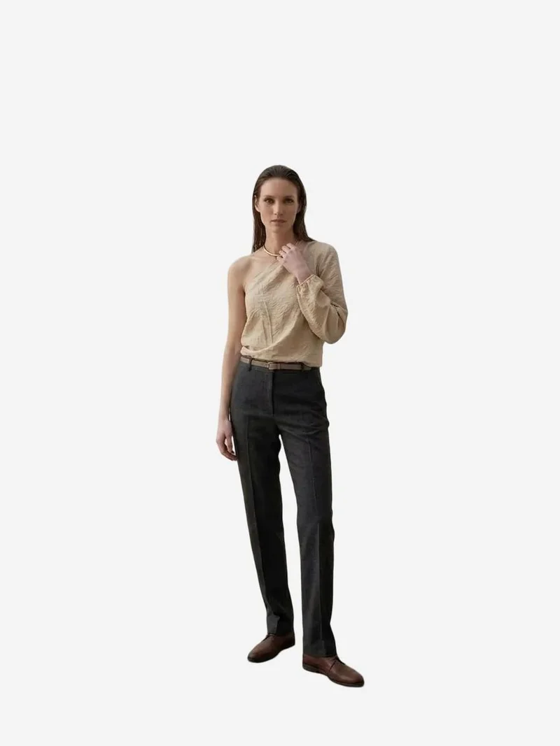 My Fashion Beige Natural MY FASHION Off-Shoulder Cut-Out Cotton Poplin Blouse for Women | Best Price UAE