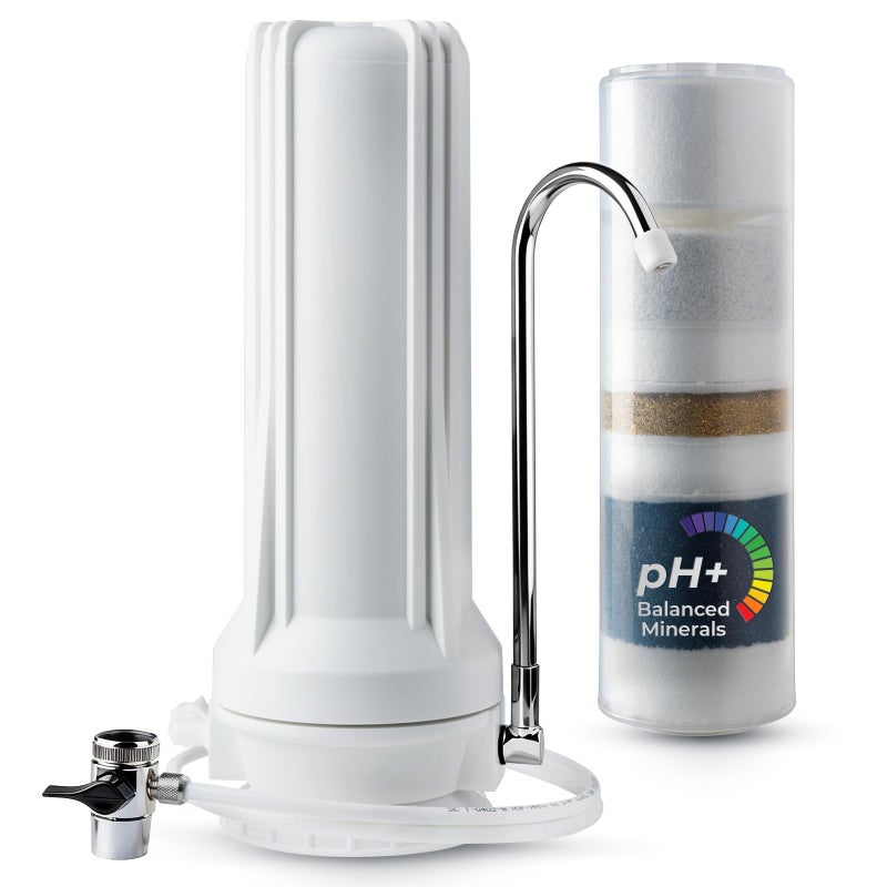 iSpring CT10W Countertop Water Filter MultiLayer Faucet Water Filter System with Versatile Faucet Adapter Reduces Heavy Metals Bad Odor and Chlorine White - Image 2