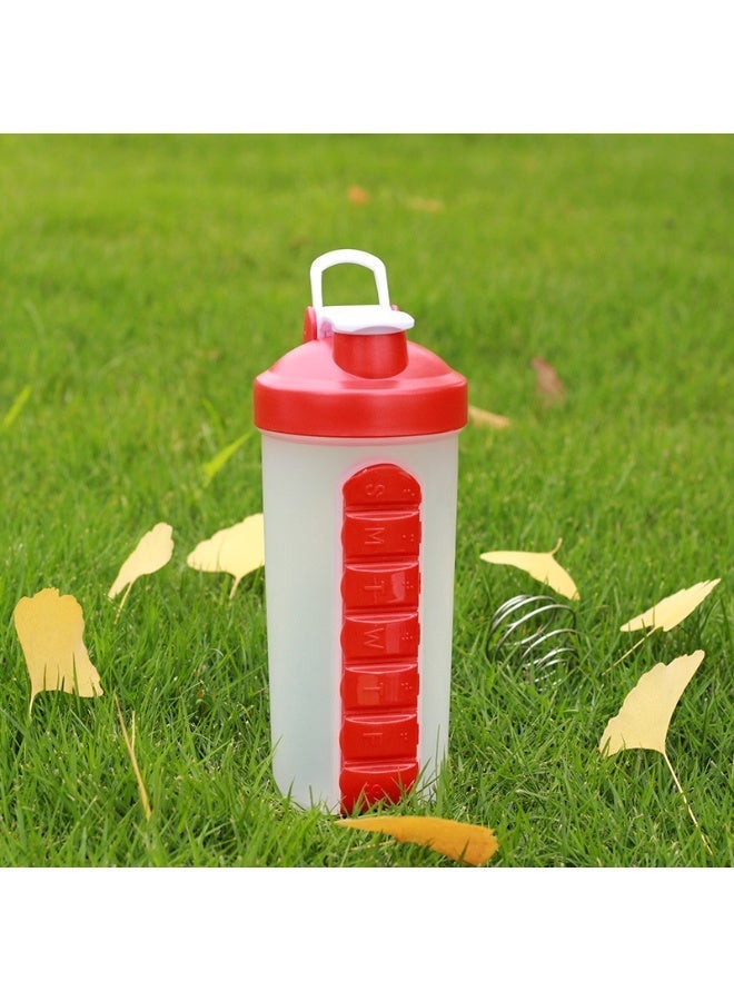 Hugifts 600ml Multifunctional Sports Shaker Cup with Built-in 7-Day Digester and Stirring Ball; Portable Fitness Protein Powder Shaker Cup; Ideal for Outdoor Running, Gym, and Meal Replacement Drinks. - Image 2
