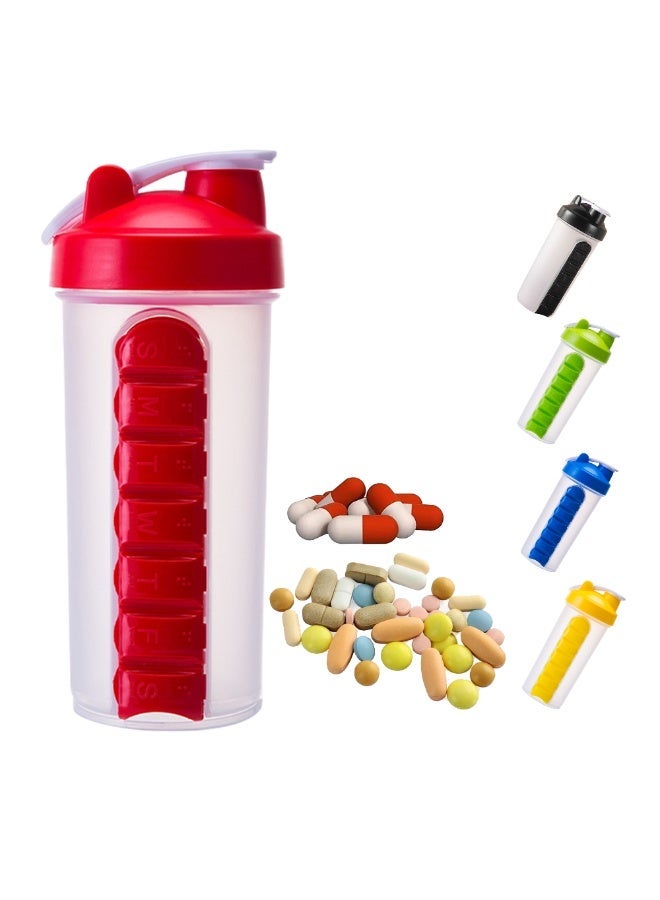 Hugifts 600ml Multifunctional Sports Shaker Cup with Built-in 7-Day Digester and Stirring Ball; Portable Fitness Protein Powder Shaker Cup; Ideal for Outdoor Running, Gym, and Meal Replacement Drinks. - Image 1