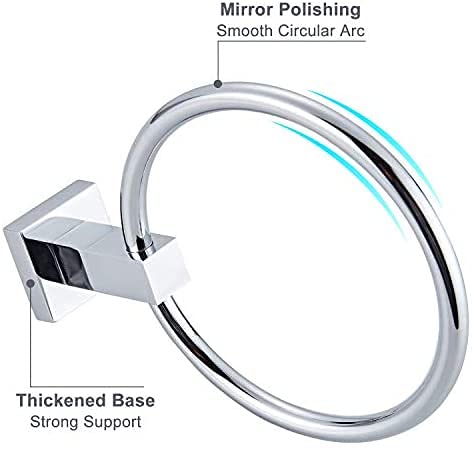 Quality Plus Stainless Steel 304 Grade Squaro Napkin Ring/Towel Ring/Napkin Holder/Towel Hanger/Bathroom Accessories(Chrome) - Pack of 1 (Round) - Image 5