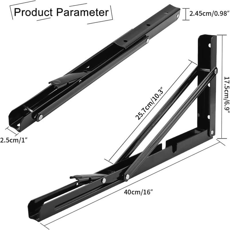 PARVY Collapsible Shelves Collapsible Shelf Folding Shelf Brackets Collapsible Shelf Bracket Black DIY L Bracket for Workbench Folding Table Hinge12 INCH6PCS - Image 2