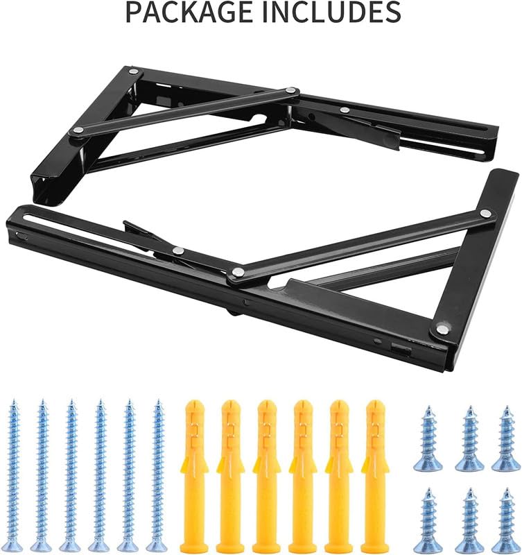 PARVY Collapsible Shelves Collapsible Shelf Folding Shelf Brackets Collapsible Shelf Bracket Black DIY L Bracket for Workbench Folding Table Hinge12 INCH6PCS - Image 5