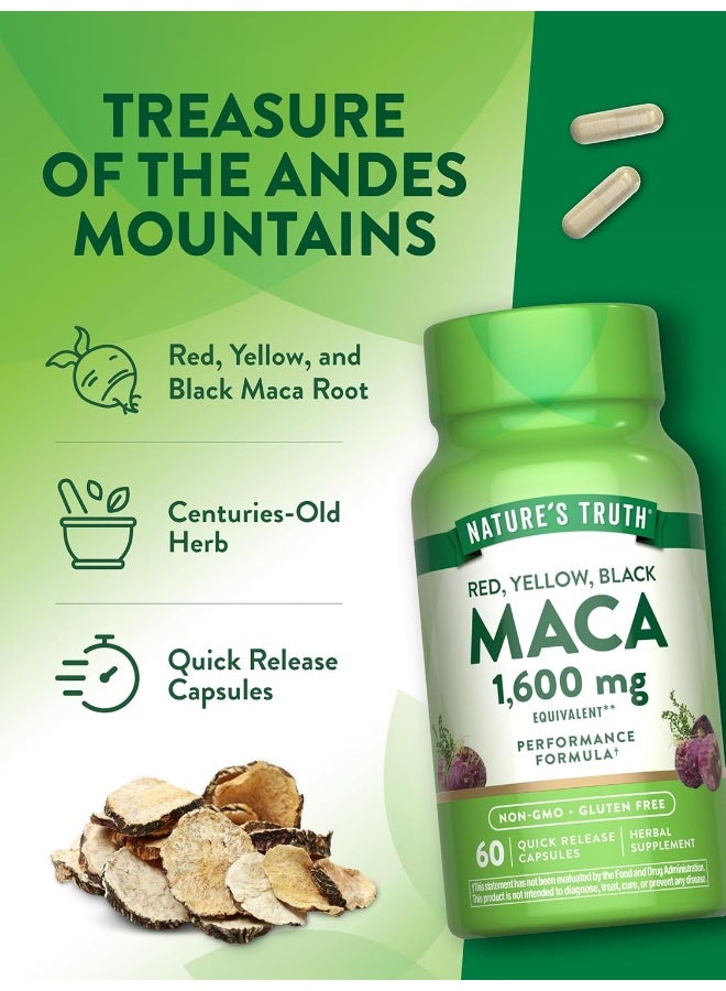 Nature's Truth Maca Root 1600 mg | 60 Powder Capsules | Male Performance Pills | Non-GMO, Gluten Free - Image 5