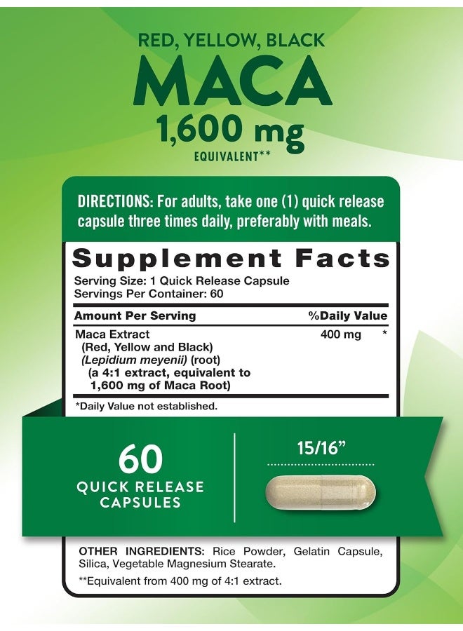 Nature's Truth Maca Root 1600 mg | 60 Powder Capsules | Male Performance Pills | Non-GMO, Gluten Free - Image 2