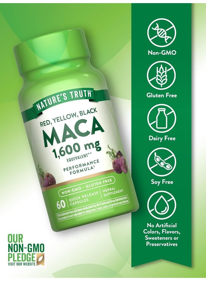 Nature's Truth Maca Root 1600 mg | 60 Powder Capsules | Male Performance Pills | Non-GMO, Gluten Free - Image 3