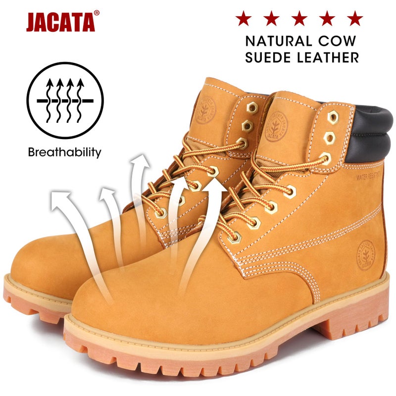 Jacata Men's Water Resistant Leather Work Boot Rubber Sole Construction Oil Resistant Utility Industrial Boots (Size 7) - Image 5