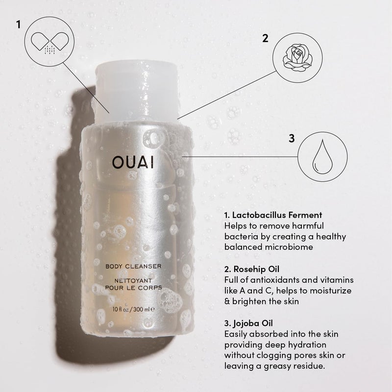 OUAI Body Cleanser, Dean Street - Foaming Body Wash with Jojoba Oil and Rosehip Oil to Hydrate, Nurture, Balance and Soften Skin - Paraben, Phthalate and Sulfate Free Skin Care Products (10 Fl Oz) - Image 3