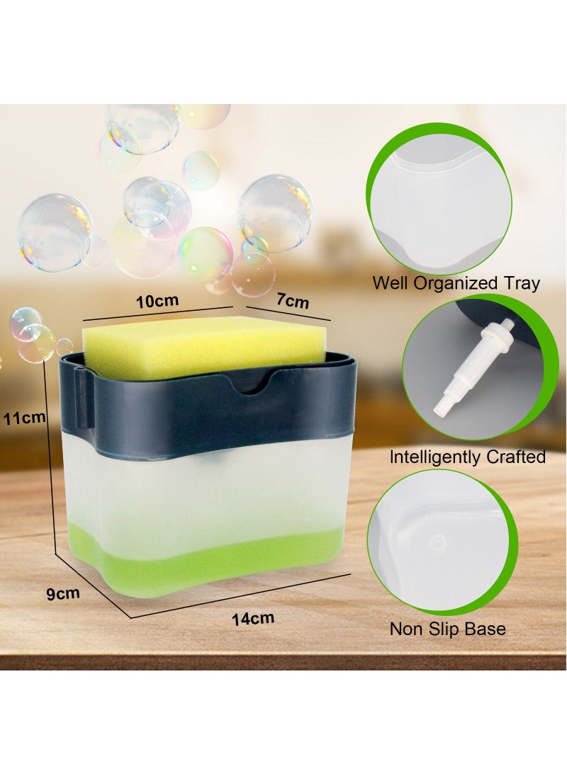 SKY-TOUCH - Soap Pump Dispenser and Sponge Holder for your Kitchen Sink Counter Top Liquid Dish Washing Dispenser - Image 1