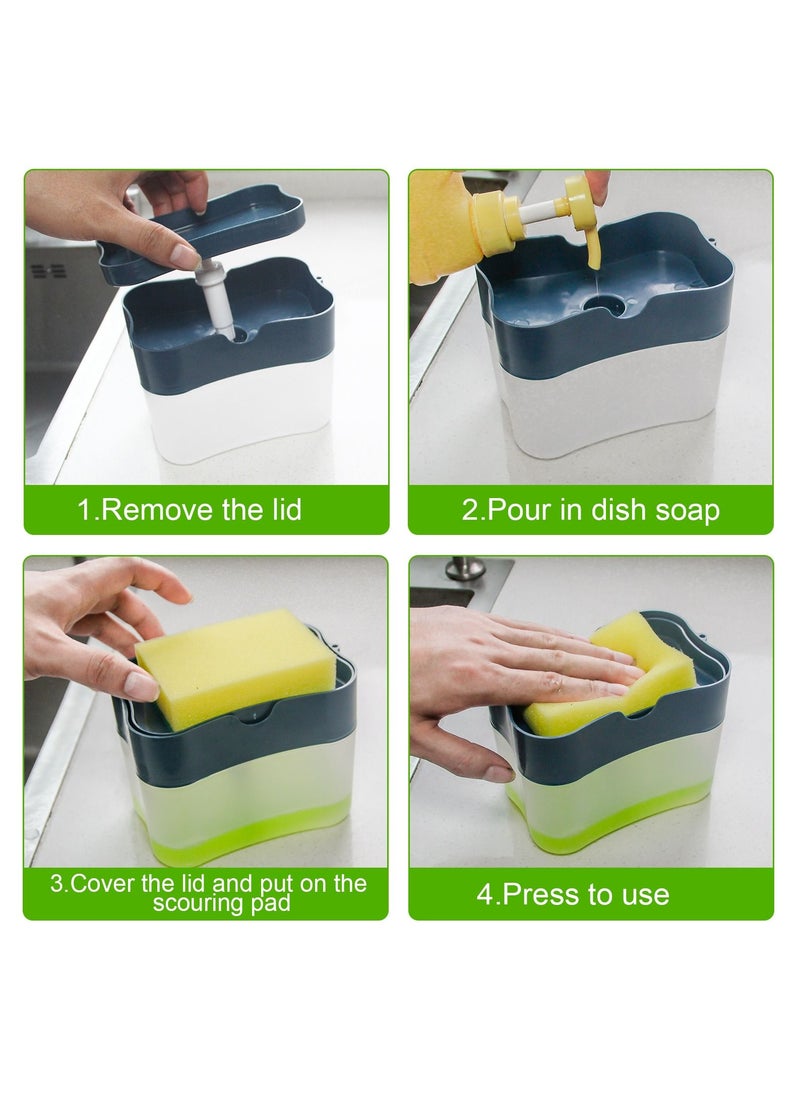 SKY-TOUCH - Soap Pump Dispenser and Sponge Holder for your Kitchen Sink Counter Top Liquid Dish Washing Dispenser - Image 1