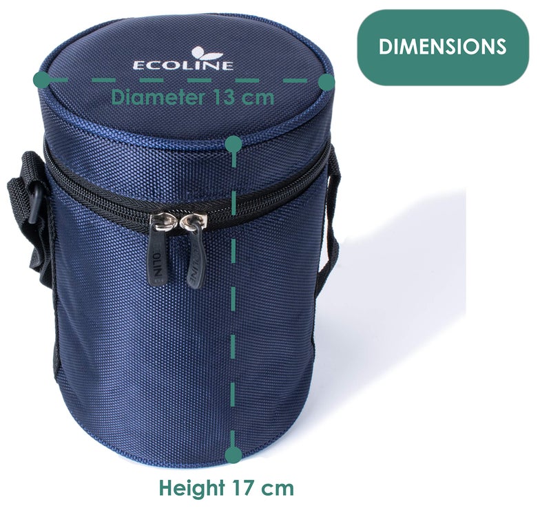 Ecoline V4 Lunch Box Stainless Steel .Capacity 1400ml(2 containers 400ml, 2 containers 300ml) Blue - Image 2