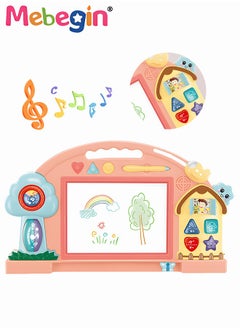 Magnetic Drawing Board with 3 Different Stamps, Erasable Doodle Sketching Writing Board Pad with Light and Music, Fun Travel Toy for Kids, Early Education Learning Skill Development Toys, Smooth Lines, Repetitive Writing, 47*27.8cm