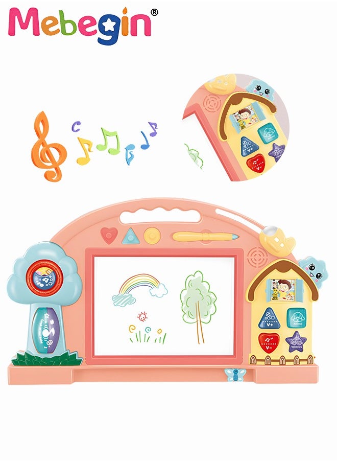 MEBEGIN Magnetic Drawing Board with 3 Different Stamps, Erasable Doodle Sketching Writing Board Pad with Light and Music, Fun Travel Toy for Kids, Early Education Learning Skill Development Toys, Smooth Lines, Repetitive Writing, 47*27.8cm  - Image 1