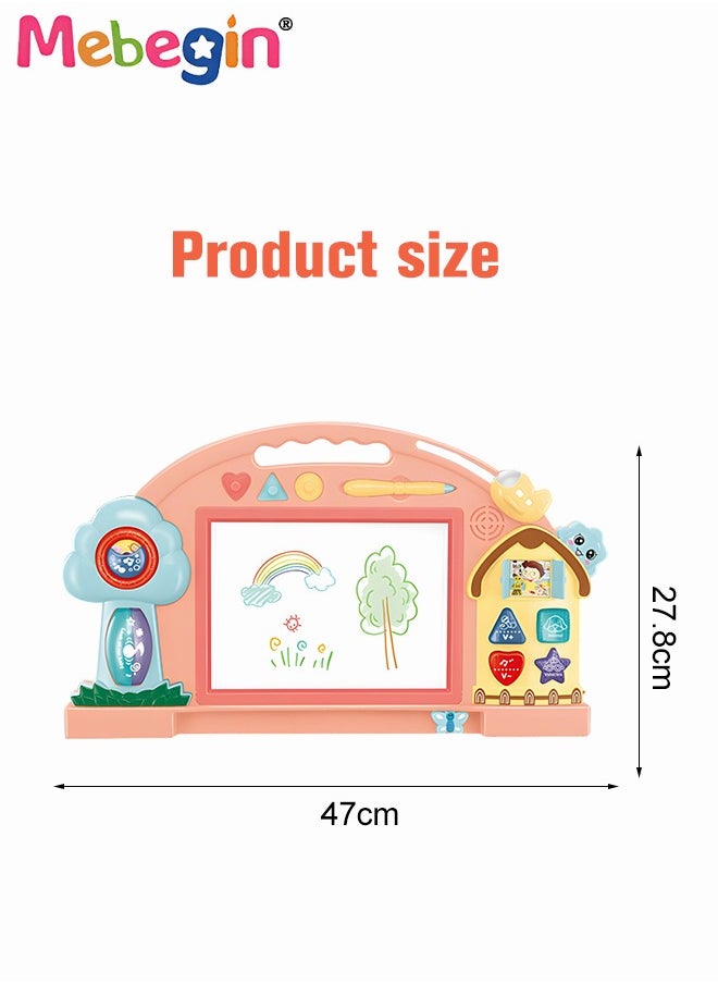 MEBEGIN Magnetic Drawing Board with 3 Different Stamps, Erasable Doodle Sketching Writing Board Pad with Light and Music, Fun Travel Toy for Kids, Early Education Learning Skill Development Toys, Smooth Lines, Repetitive Writing, 47*27.8cm  - Image 4