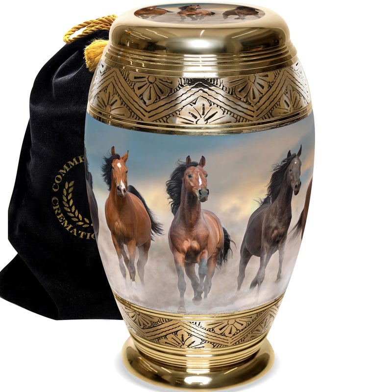 Commemorative Cremation Urns Wild Horses Cremation Urn for Ashes Adult Male  Personalized Cremation Urns for Human Ashes Adult Man Decorative Urns  Beautifully Handcrafted Horse Urns for Ashes Large 