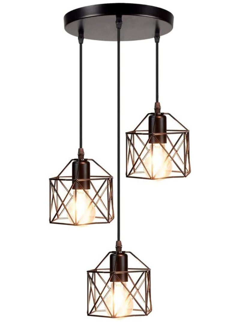 KIEA Hanging Pendant Lights Vintage 3 Lights Ceiling Lamp for Kitchen Dining Room Bulbs Include - Image 1