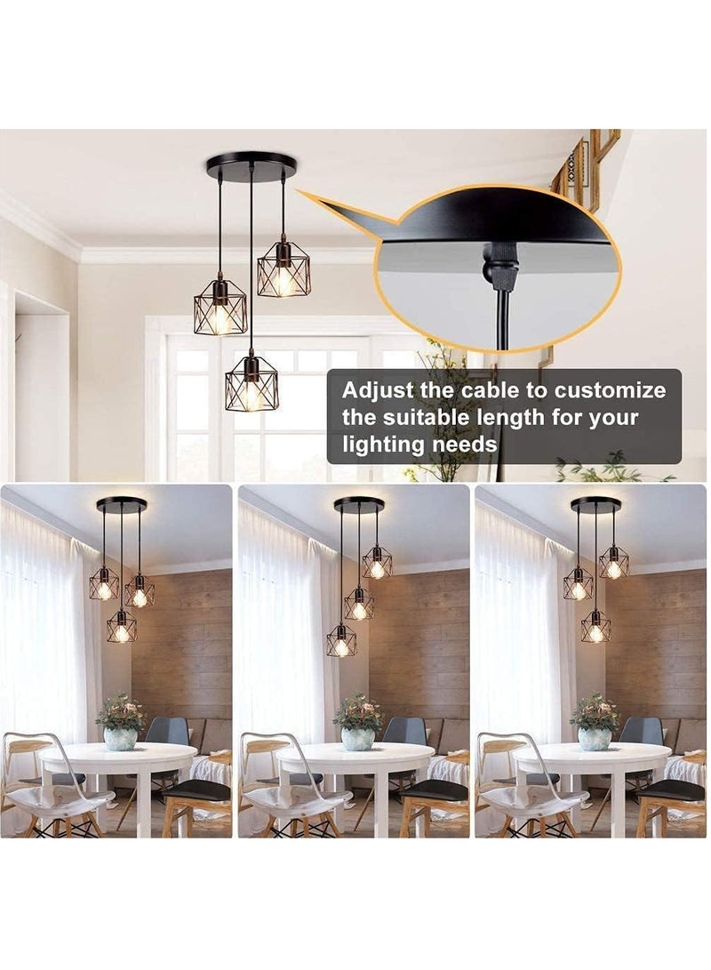 KIEA Hanging Pendant Lights Vintage 3 Lights Ceiling Lamp for Kitchen Dining Room Bulbs Include - Image 4