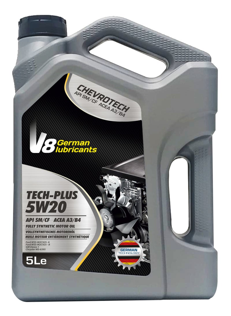 V8 German Lubricants V8 German Lubricant 5W-20 API SM/CF ACEA A3/B4 (5L) – TECH-PLUS | High-Performance Fully Synthetic Engine Oil