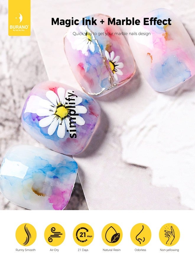 BURANO Marble Nail Gel Polish, 1 Bottle Blooming Gel Nail Polish Marble Tints Nail Polish, Marble Nails Art For Home DIY Nail Salon Nail Art Design (Pink) 04 - Image 3