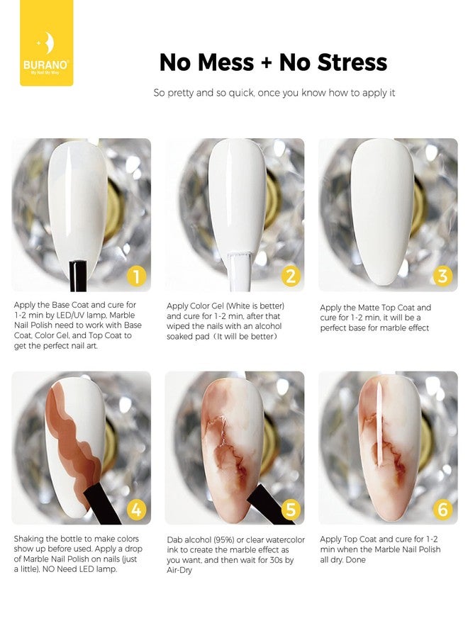 BURANO Marble Nail Gel Polish, 1 Bottle Blooming Gel Nail Polish Marble Tints Nail Polish, Marble Nails Art For Home DIY Nail Salon Nail Art Design (Pink) 04 - Image 5