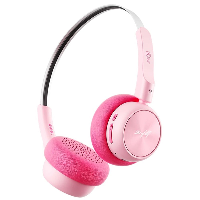 iKF R1 Wireless Bluetooth Headphones, Retro Classic Lightweight Headset, Builti-in Mic, 60H Playback, Dual Device Connectivity, Low Latency, App Customization,Throwback 80s 90s,OOTD, Pink - Image 1