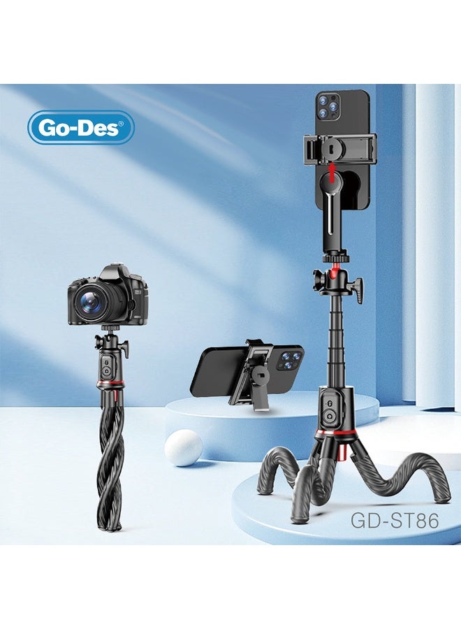 جو-ديز حامل ثلاثي القوائم صغير ومرن للهواتف الذكية، حامل ثلاثي القوائم لتصوير الفيديو، عصا سيلفي، حامل ثلاثي القوائم للتصوير الميداني في الهواء الطلق والبث المباشر - Image 2