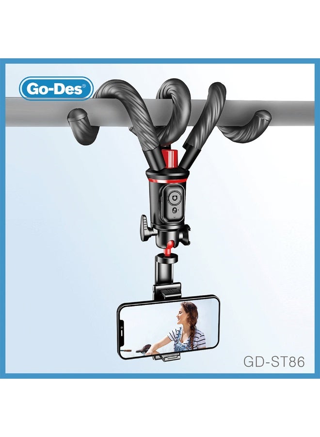 جو-ديز حامل ثلاثي القوائم صغير ومرن للهواتف الذكية، حامل ثلاثي القوائم لتصوير الفيديو، عصا سيلفي، حامل ثلاثي القوائم للتصوير الميداني في الهواء الطلق والبث المباشر - Image 3