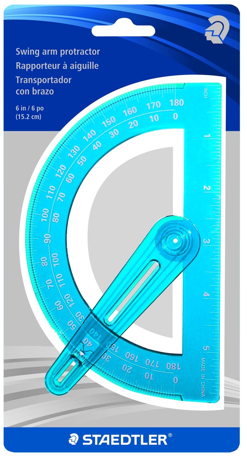 Staedtler Swing Arm Protractor, Angle Measurement Tool with 6" Ruler, 56854-15BK
