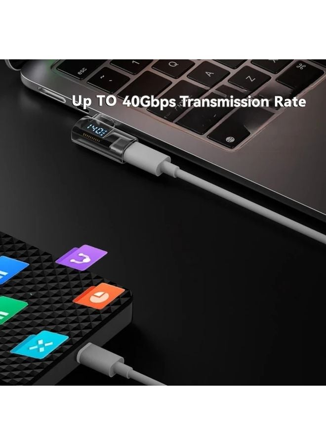 محول USB4 Type C إلى C باللون الأسود الفاتح، كابل شحن سريع 8K 60Hz بقوة 140 واط لأجهزة MacBook وiPhone وSteam Deck - Image 5