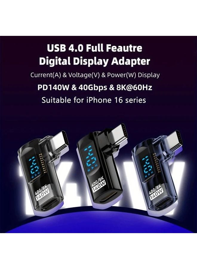 محول USB4 Type C إلى C باللون الأسود الفاتح، كابل شحن سريع 8K 60Hz بقوة 140 واط لأجهزة MacBook وiPhone وSteam Deck - Image 1
